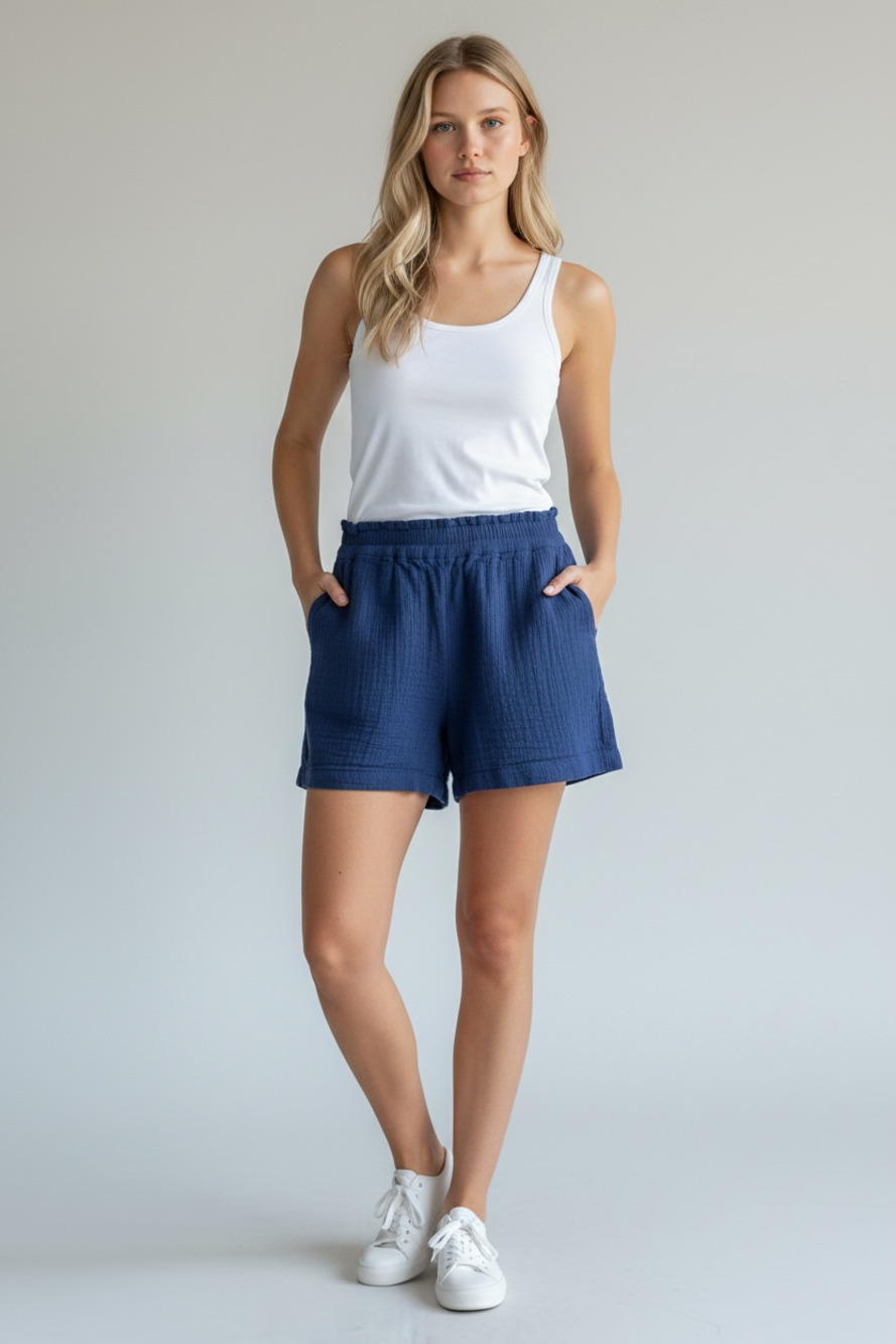 Rails Leighton Admiral Blue Gauze Shorts XS NWT